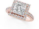 Rose gold Princess Halo Diamond Pavé Band Ring with Prong Setting_21