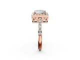 Rose gold Princess Halo Diamond Pavé Band Ring with Prong Setting_22