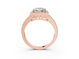 Rose gold Princess Halo Diamond Pavé Band Ring with Prong Setting_23