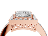 Rose gold Princess Halo Diamond Pavé Band Ring with Prong Setting_24