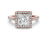 Rose gold Princess Halo Diamond Pavé Solitaire Ring_39