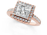 Rose gold Princess Halo Diamond Pavé Solitaire Ring_40