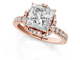 Rose gold Princess Halo Diamond Pave Band Ring with Four-Prong Setting_16