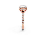 Rose gold Princess Halo Diamond Pave Band Ring with Four-Prong Setting_17