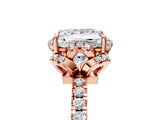 Rose gold Princess Halo Diamond Pave Band Ring with Four-Prong Setting_20