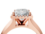 Rose gold Princess Halo Diamond Ring with Cathedral Band and Four-Prong Setting_61
