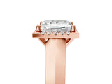 Rose gold Princess Halo Diamond Ring with Cathedral Band and Four-Prong Setting_62