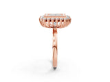 Rose gold Princess Halo Diamond Ring with Milgrain Edge and Round Prong Setting_28