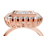 Rose gold Princess Halo Diamond Ring with Milgrain Edge and Round Prong Setting_30