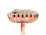 Rose gold Princess Halo Diamond Ring with Milgrain Edge and Round Prong Setting_31