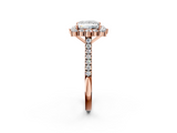 Rose gold Princess Halo Diamond Ring with Pavé Band and Prong Setting_22