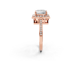 Rose gold Princess Halo Diamond Ring with Split Shank and Four-Prong Setting_85