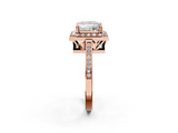 Rose gold Princess Halo Diamond Ring with Split Shank and Four-Prong Setting_86