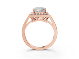 Rose gold Princess Halo Diamond Ring with Split Shank and Four-Prong Setting_87