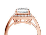 Rose gold Princess Halo Diamond Ring with Split Shank and Four-Prong Setting_88