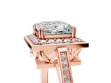 Rose gold Princess Halo Diamond Ring with Split Shank and Four-Prong Setting_89