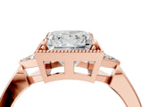 Rose gold Princess Halo Diamond Ring with Tapered Band and Four-Prong Setting_7