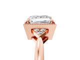 Rose gold Princess Halo Diamond Ring with Tapered Band and Four-Prong Setting_8