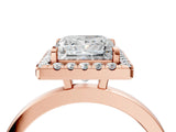 Rose gold Princess Halo Diamond Solitaire with Pavé Band and Four-Prong Setting_100