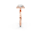 Rose gold Princess Halo Diamond Solitaire with Pavé Band and Four-Prong Setting_98