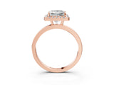 Rose gold Princess Halo Diamond Solitaire with Pavé Band and Four-Prong Setting_99