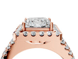 Rose gold Princess Halo Diamond Split Shank Engagement Ring with Prong Setting_79