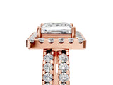 Rose gold Princess Halo Diamond Split Shank Engagement Ring with Prong Setting_80