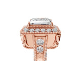 Rose gold Princess Halo Diamond Split Shank Ring with Milgrain Detail_54