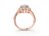 Rose gold Princess Halo Milgrain Solitaire with Bezel Set Side Stones and Pave Band_36