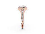 Rose gold Princess Halo Pavé Diamond Engagement Ring with Bezel Setting_22