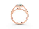 Rose gold Princess Halo Pavé Diamond Engagement Ring with Bezel Setting_23
