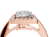 Rose gold Princess Halo Pavé Diamond Engagement Ring with Bezel Setting_24