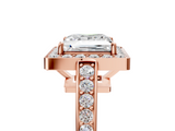 Rose gold Princess Halo Pavé Diamond Engagement Ring with Bezel Setting_25