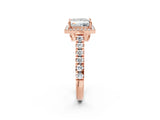 Rose gold Princess Halo Pavé Diamond Engagement Ring with Four-Prong Setting_27
