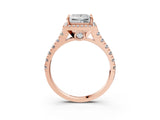 Rose gold Princess Halo Pavé Diamond Engagement Ring with Four-Prong Setting_28