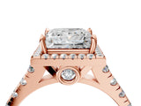 Rose gold Princess Halo Pavé Diamond Engagement Ring with Four-Prong Setting_29