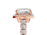 Rose gold Princess Halo Pavé Diamond Engagement Ring with Four-Prong Setting_30