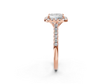 Rose gold Princess Halo Pavé Diamond Engagement Ring with Four-Prong Setting_5