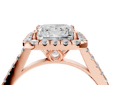 Rose gold Princess Halo Pavé Diamond Engagement Ring with Four-Prong Setting_7