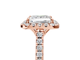 Rose gold Princess Halo Pavé Diamond Engagement Ring with Four-Prong Setting_8