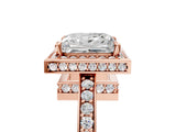 Rose gold Princess Halo Pave Band Solitaire Ring with Prong Setting_71