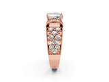 Rose gold Princess Halo Pave Diamond Engagement Ring with Milgrain Detailing_51