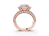 Rose gold Princess Halo Pave Diamond Engagement Ring with Milgrain Detailing_52