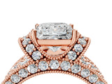 Rose gold Princess Halo Pave Diamond Engagement Ring with Milgrain Detailing_53
