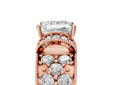Rose gold Princess Halo Pave Diamond Engagement Ring with Milgrain Detailing_54
