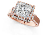 Rose gold Princess Halo Pave Split Shank Prong Setting Ring_106