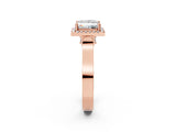 Rose gold Princess Halo Pave Split Shank Prong Setting Ring_107