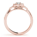 Rose gold Fancy Green Princess  Halo Round Diamond Milgrain Pave Engagement Ring