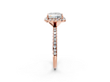Rose gold Princess Halo Round Diamond Pavé Band Four-Prong Ring_5