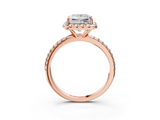 Rose gold Princess Halo Round Diamond Pavé Band Four-Prong Ring_6